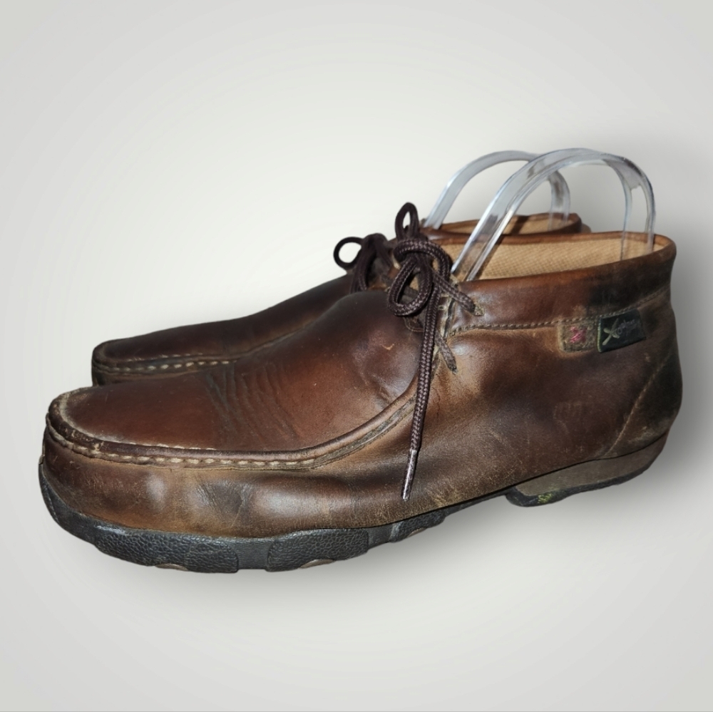 Twisted X mens mdmw001 brown leather Moccasins boots size 10